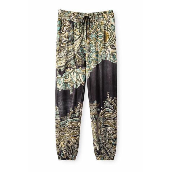 NWT One World Women’s Paisley Print Jogger Pants Boho Elastic Waist Size Medium - Picture 2 of 6